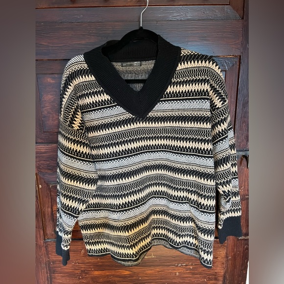 Dazy Chevron & Stripe Pattern Drop Shoulder Sweater - Picture 2 of 3